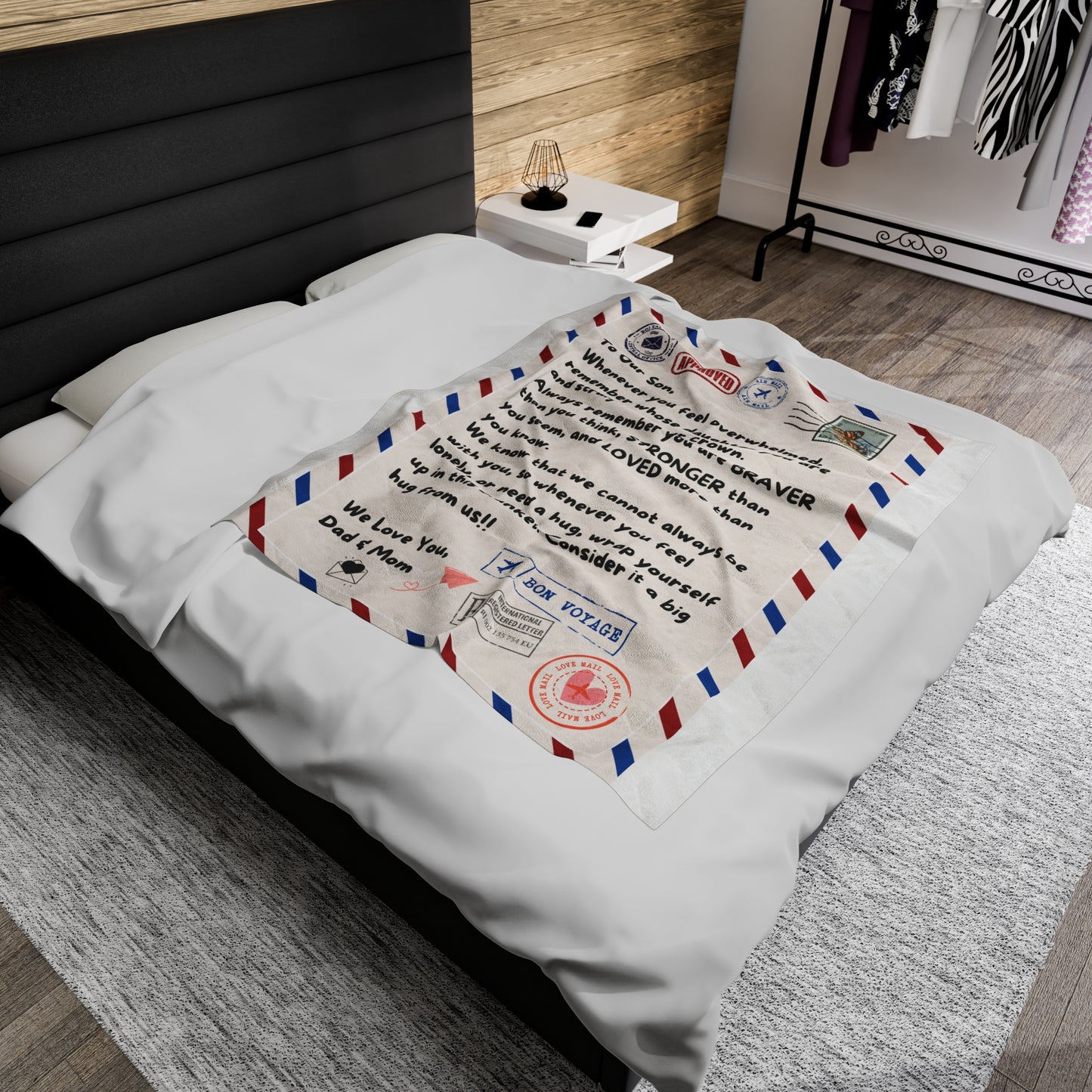 Blanket gift for Son from Dad and Mom, Son Message Blanket, Velveteen Plush Blanket Perfect gift for Dorm Room,
