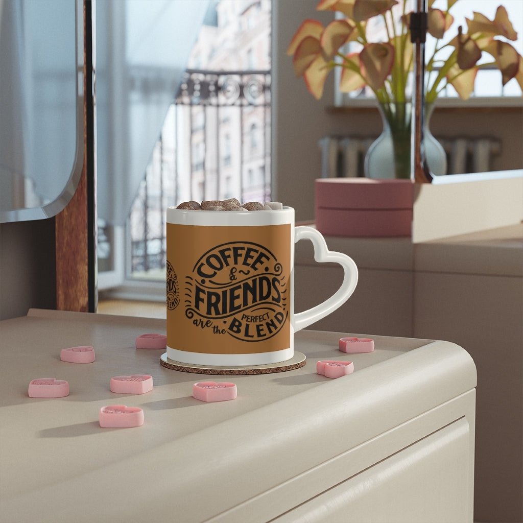 Coffee Lovers Mug gift Coffee & Friends Heart-Shaped Handle, BFF Coffe – I  Love Heartstrings