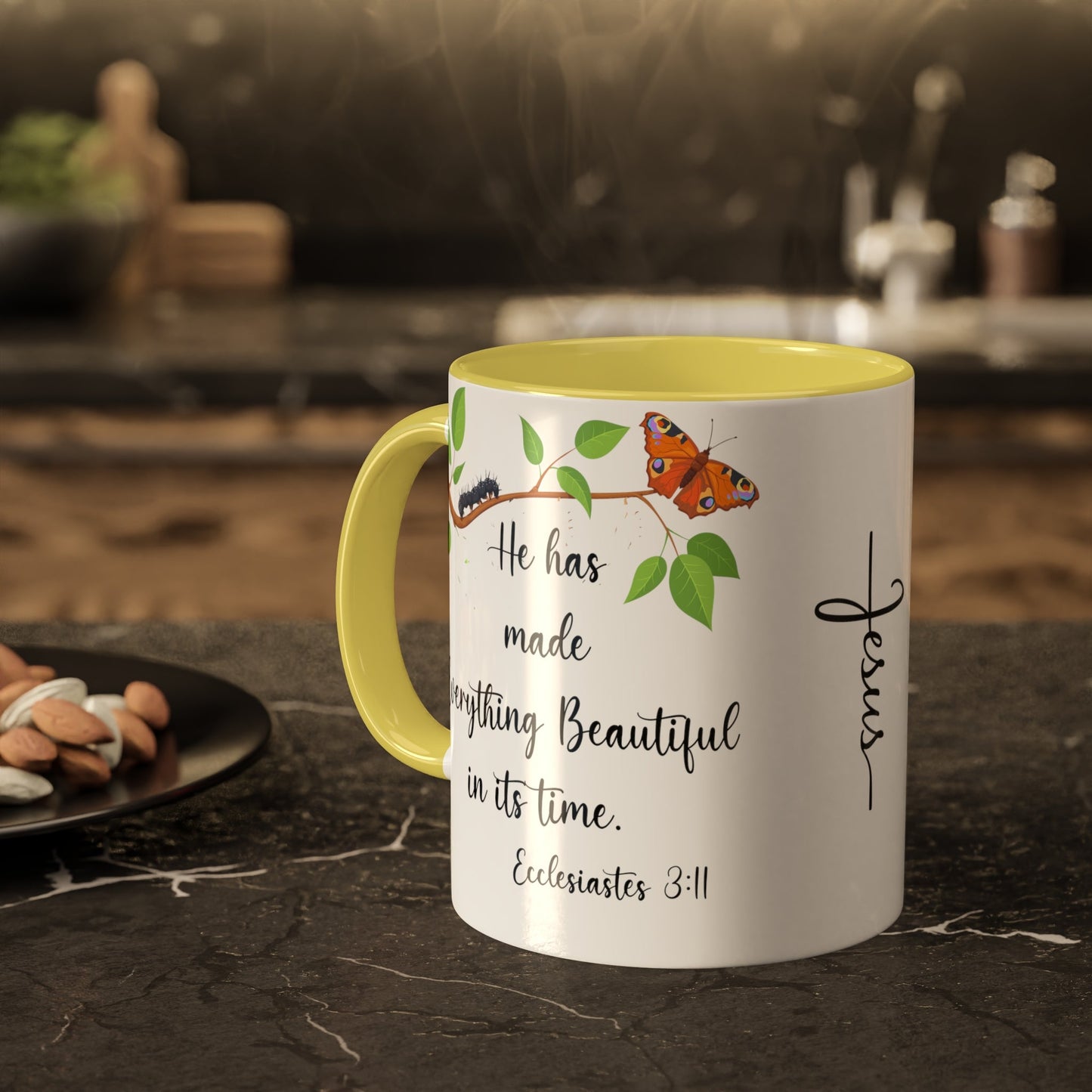 Colorful Scripture Mugs, 11oz Ecclesiastes 3:11 Butterfly coffee mug Christian gift - I Love Heartstrings
