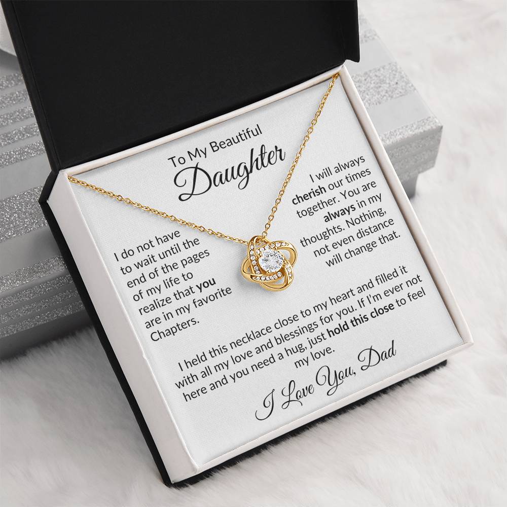 Dad to Daughter Necklace with Message Card, Love Knot Necklace from Father - I Love Heartstrings