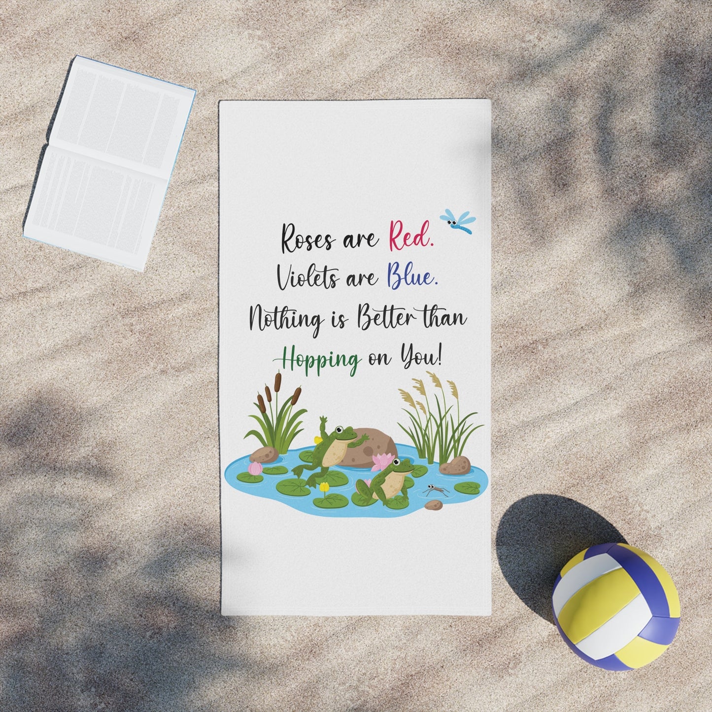 Frog Lovers White Beach Towels - I Love Heartstrings
