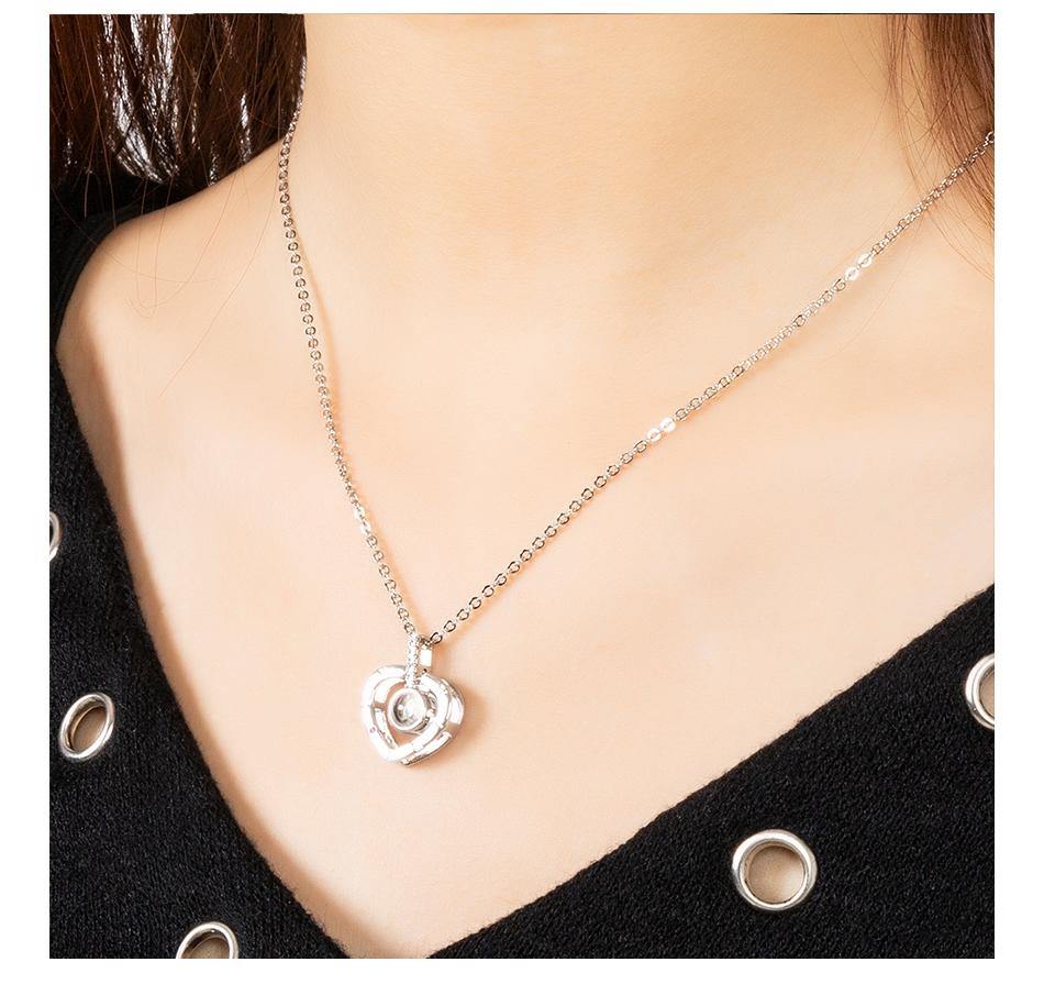 I love you Heart Projection Necklace Anniversary gift birthday gift for women - I Love Heartstrings