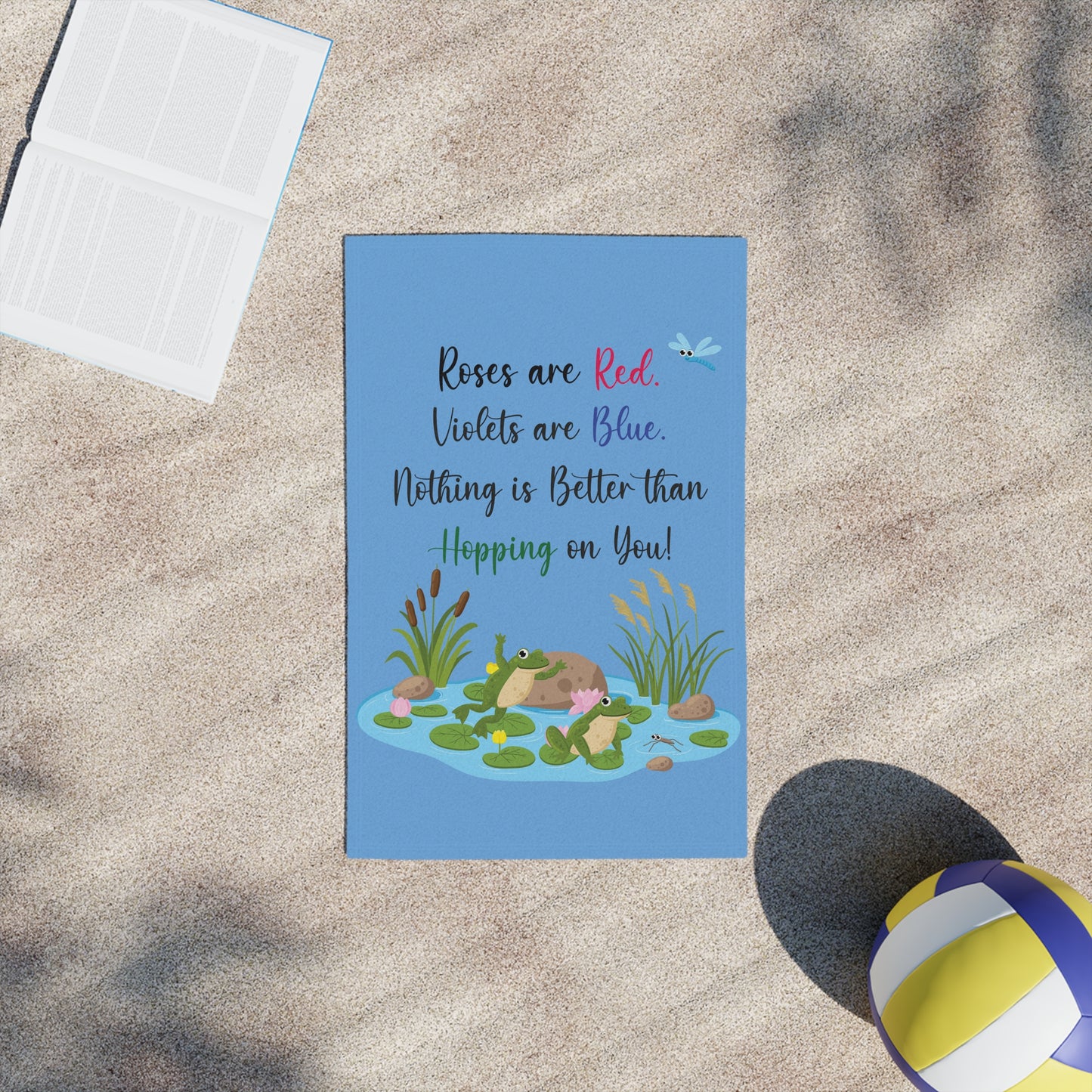 Frog Lover Light Blue Roses are Red Beach Towels