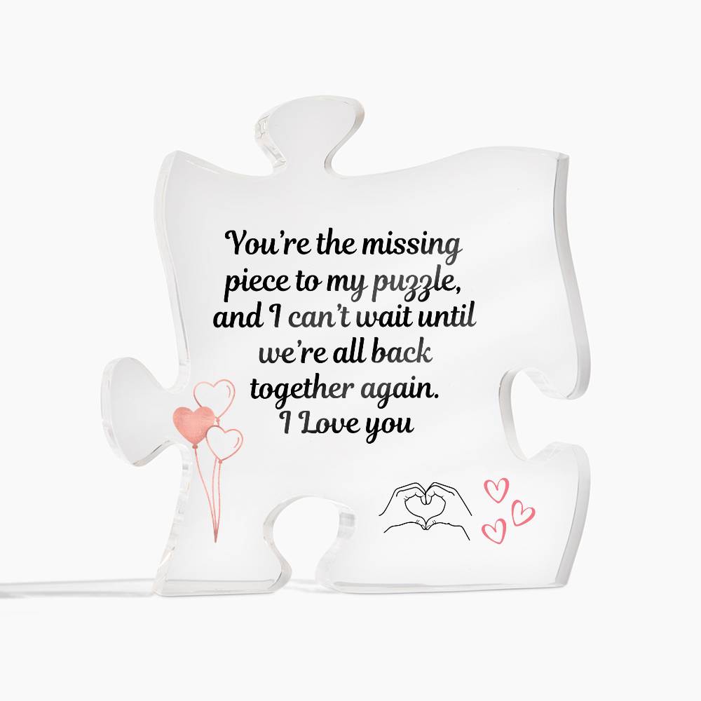 Long distance gift for girlfriend/boyfriend, spouse Going Away present Puzzle piece plaque