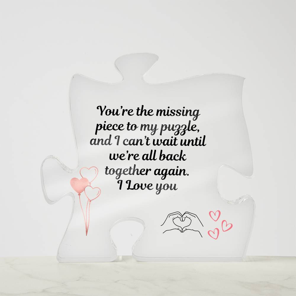 Long distance gift for girlfriend/boyfriend, spouse Going Away present Puzzle piece plaque