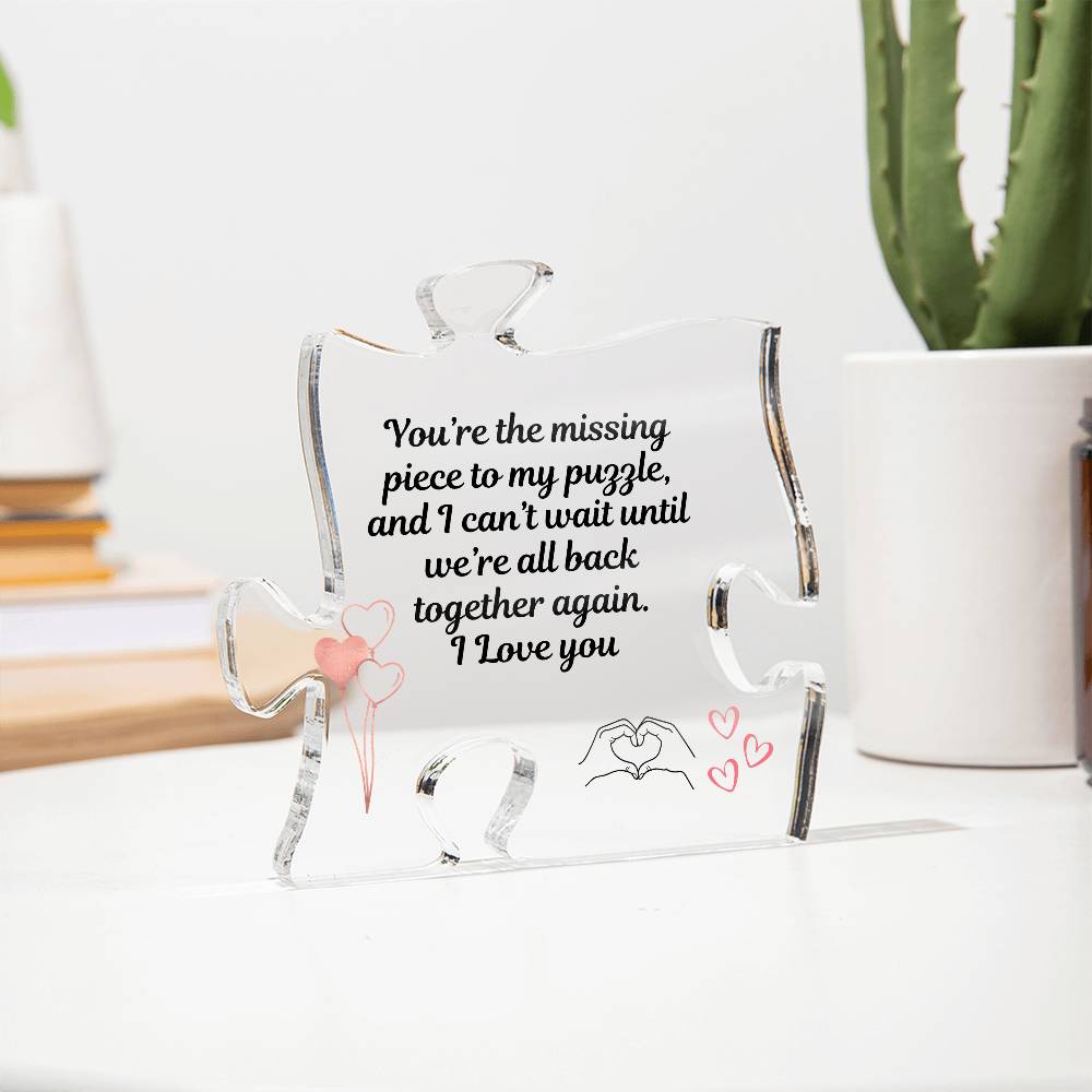 Long distance gift for girlfriend/boyfriend, spouse Going Away present Puzzle piece plaque