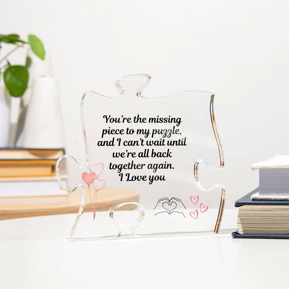 Long distance gift for girlfriend/boyfriend, spouse Going Away present Puzzle piece plaque