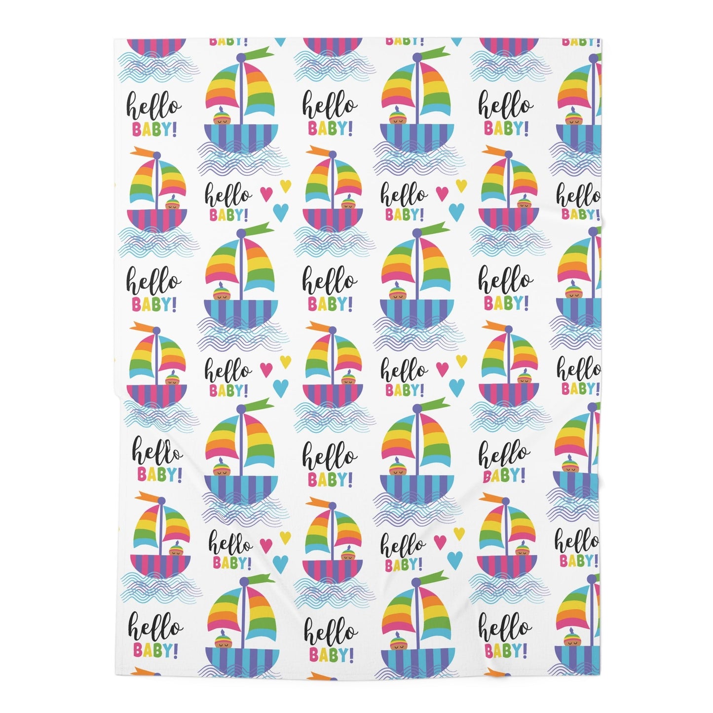 Baby Swaddle Blanket Rainbow Sailboat Medium Skinned Baby Blanket - I Love Heartstrings