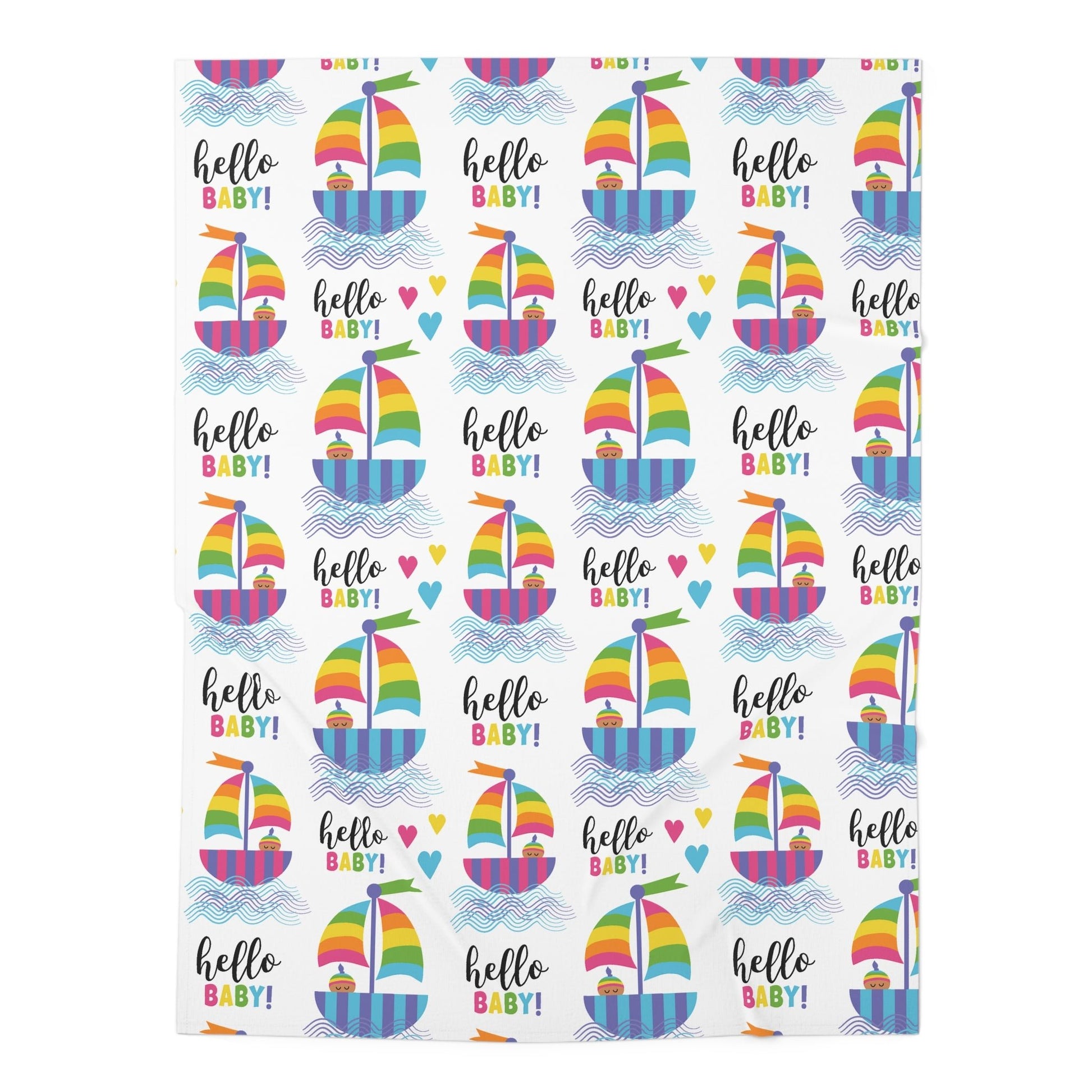 Baby Swaddle Blanket Rainbow Sailboat Medium Skinned Baby Blanket - I Love Heartstrings