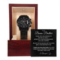 Bonus Brother Black Chronograph Watch with Message card and Gift box - I Love Heartstrings