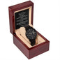 Bonus Dad Gift Black Chronograph Watch with message card appreciation from son or daughter - I Love Heartstrings