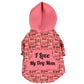 Coral Fashion Dog Zip - Up Hoodie - AOP I Love My Dog Mom Hoodie for Dogs New Owner pet gift - I Love Heartstrings