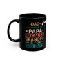 New Grandpa Promotion Mug, Dad promoted to Papa Black Mug (11oz, 15oz) New Grandfather Mug Baby Birth Announcement gift - I Love Heartstrings