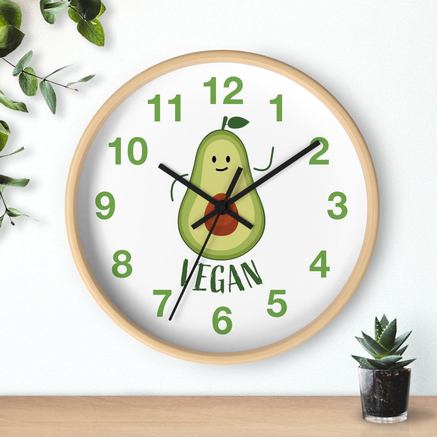 Vegan Avocado Wall Clock Vegan Lover Gift for Kitchen Housewarming Present Avocado Lover - I Love Heartstrings