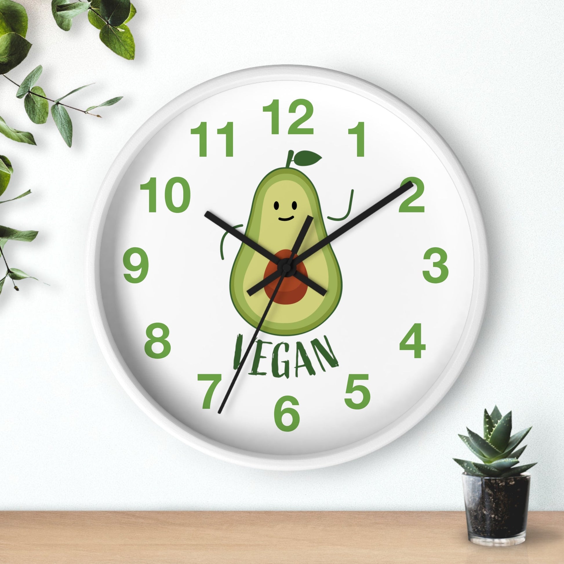 Vegan Avocado Wall Clock Vegan Lover Gift for Kitchen Housewarming Present Avocado Lover - I Love Heartstrings