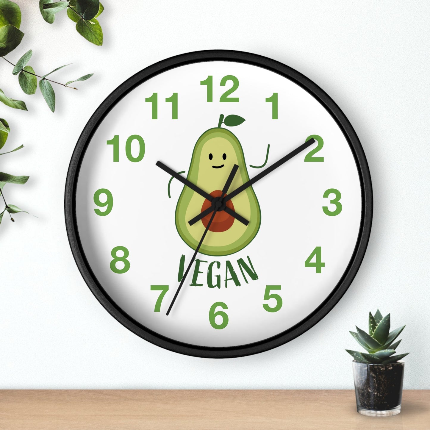 Vegan Avocado Wall Clock Vegan Lover Gift for Kitchen Housewarming Present Avocado Lover - I Love Heartstrings