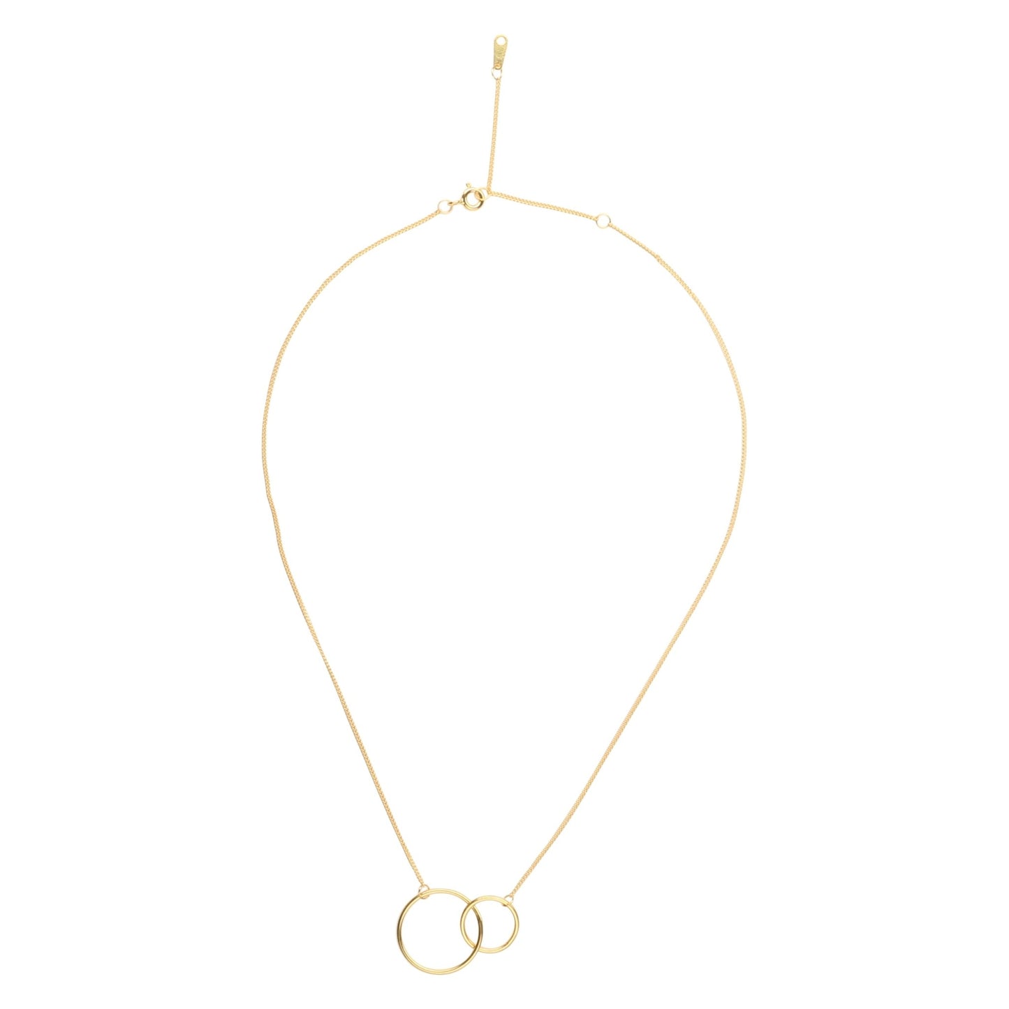 14K Gold Plated Two Circle Interlocking Pendant Necklace Interlocking rings necklace for girlfriend, BFF, Friends forever going away present - I Love Heartstrings