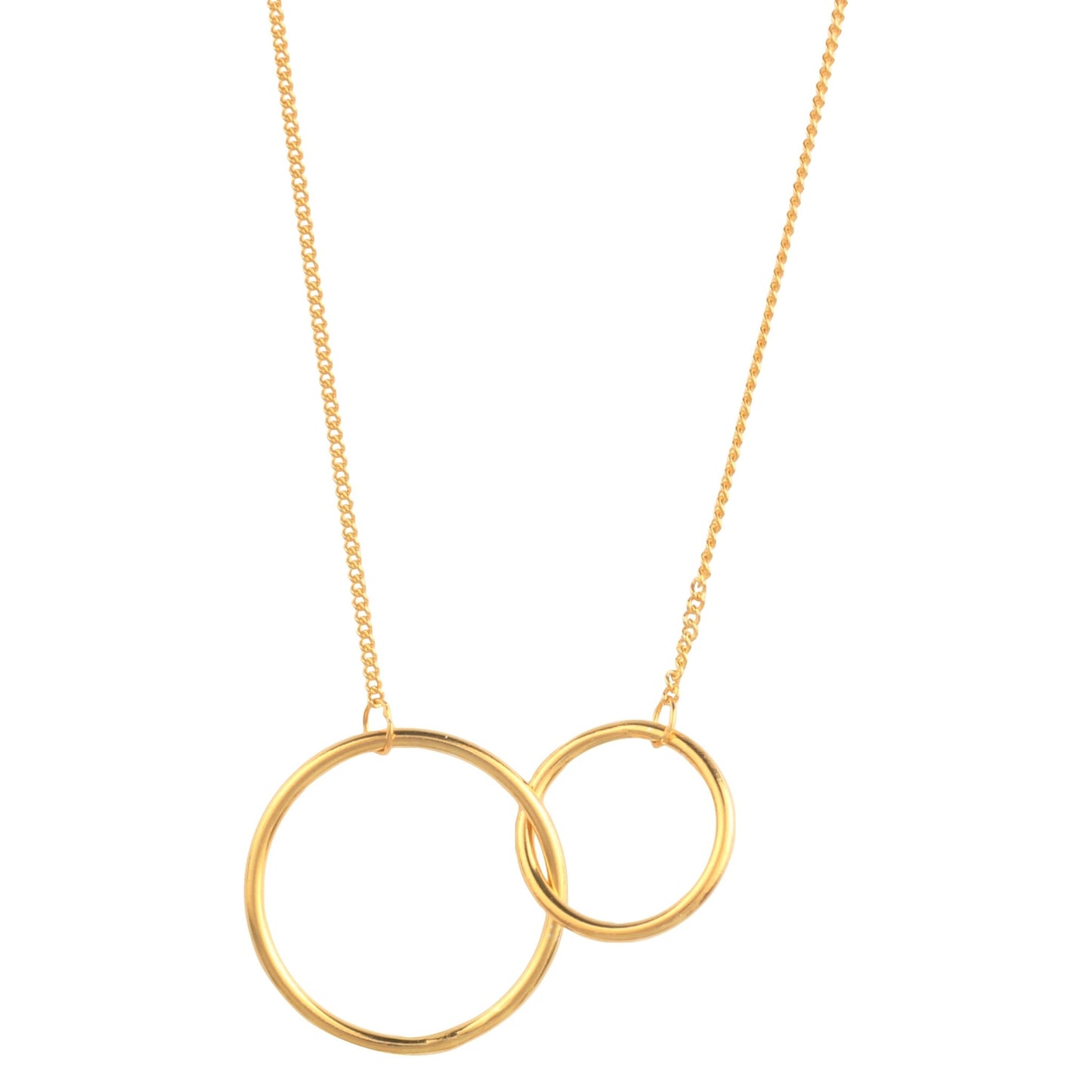 14K Gold Plated Two Circle Interlocking Pendant Necklace Interlocking rings necklace for girlfriend, BFF, Friends forever going away present - I Love Heartstrings