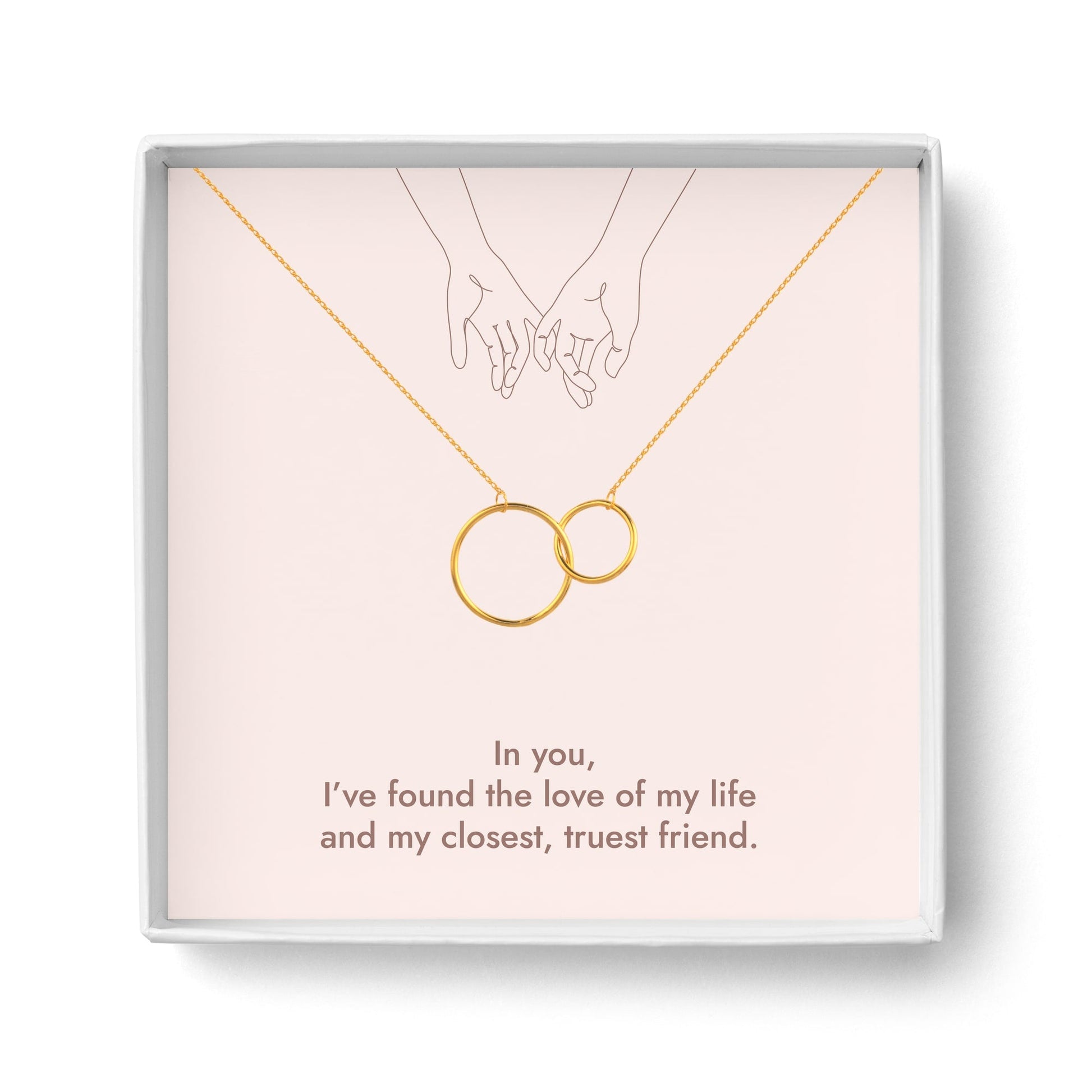 14K Gold Plated Two Circle Interlocking Pendant Necklace Interlocking rings necklace for girlfriend, BFF, Friends forever going away present - I Love Heartstrings