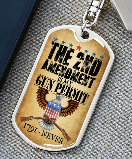 2nd Amendment Dog tag Key chain Key ring for Gun lovers personalized for gun owners gift for men, metal key chain, dad gift, custom keychain - I Love Heartstrings