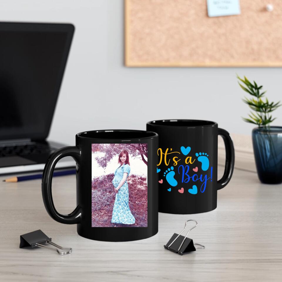 Gender Reveal Announcement Mug Black