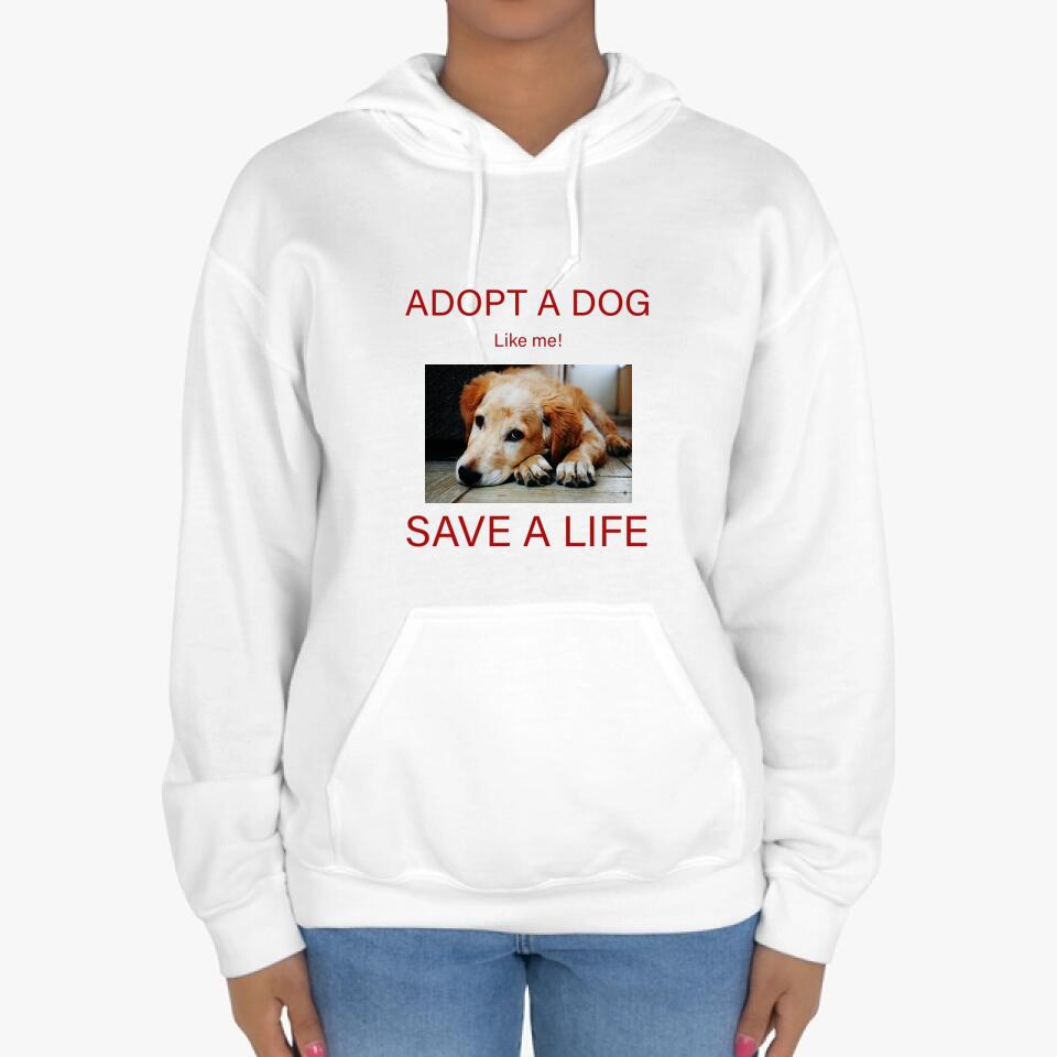 Custom Photo Dog Hoodie Personalized Adopt a Dog Rescue Dog lover gift for new puppy owner