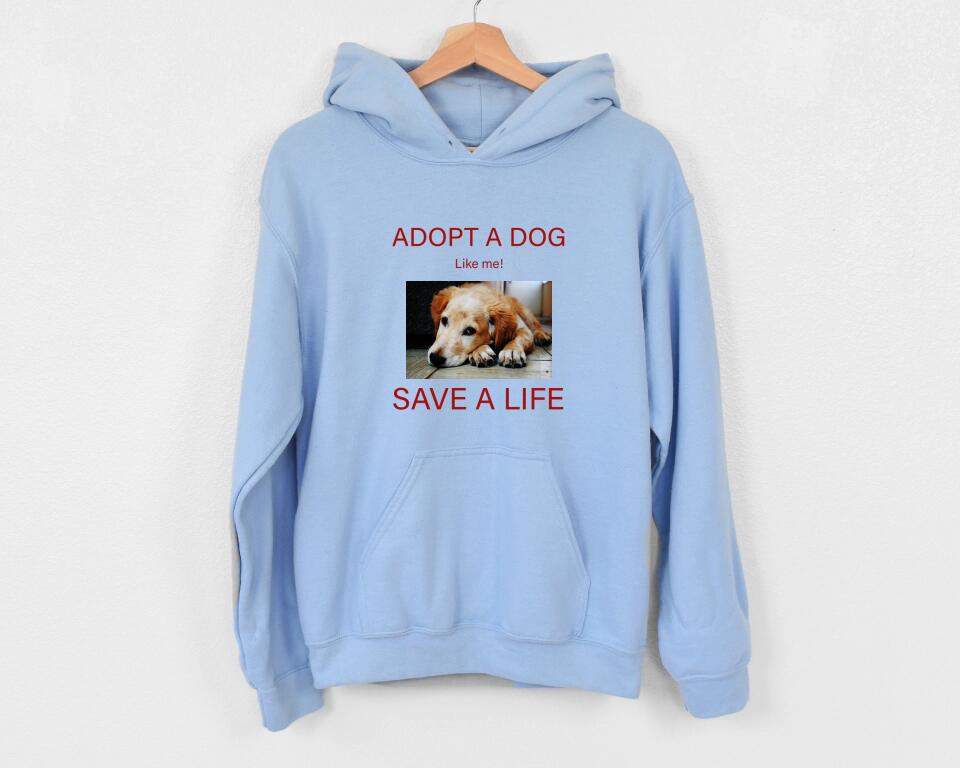 Custom Photo Dog Hoodie Personalized Adopt a Dog Rescue Dog lover gift for new puppy owner