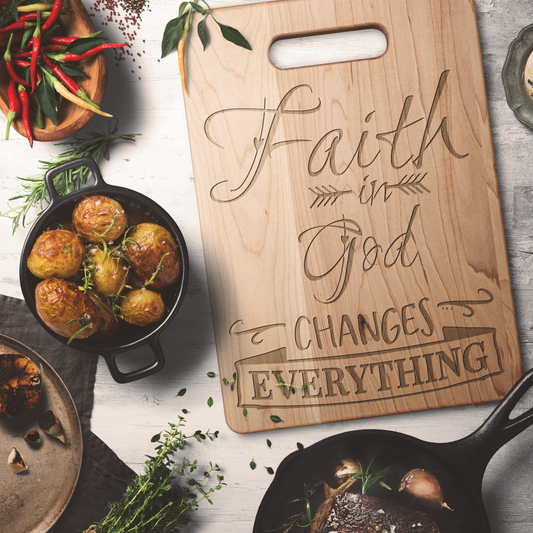 Faith in God Hand-crafted Maple Cutting Board - I Love Heartstrings Kitchenware