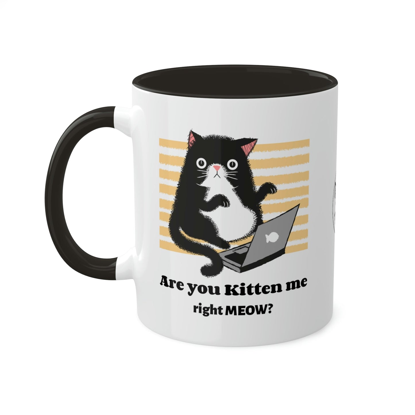 Are You Kitten Me, Black Handle Accent Mug, 11oz Funny mug for College student , computer workaholic, cat lover gift, work at home present - I Love Heartstrings