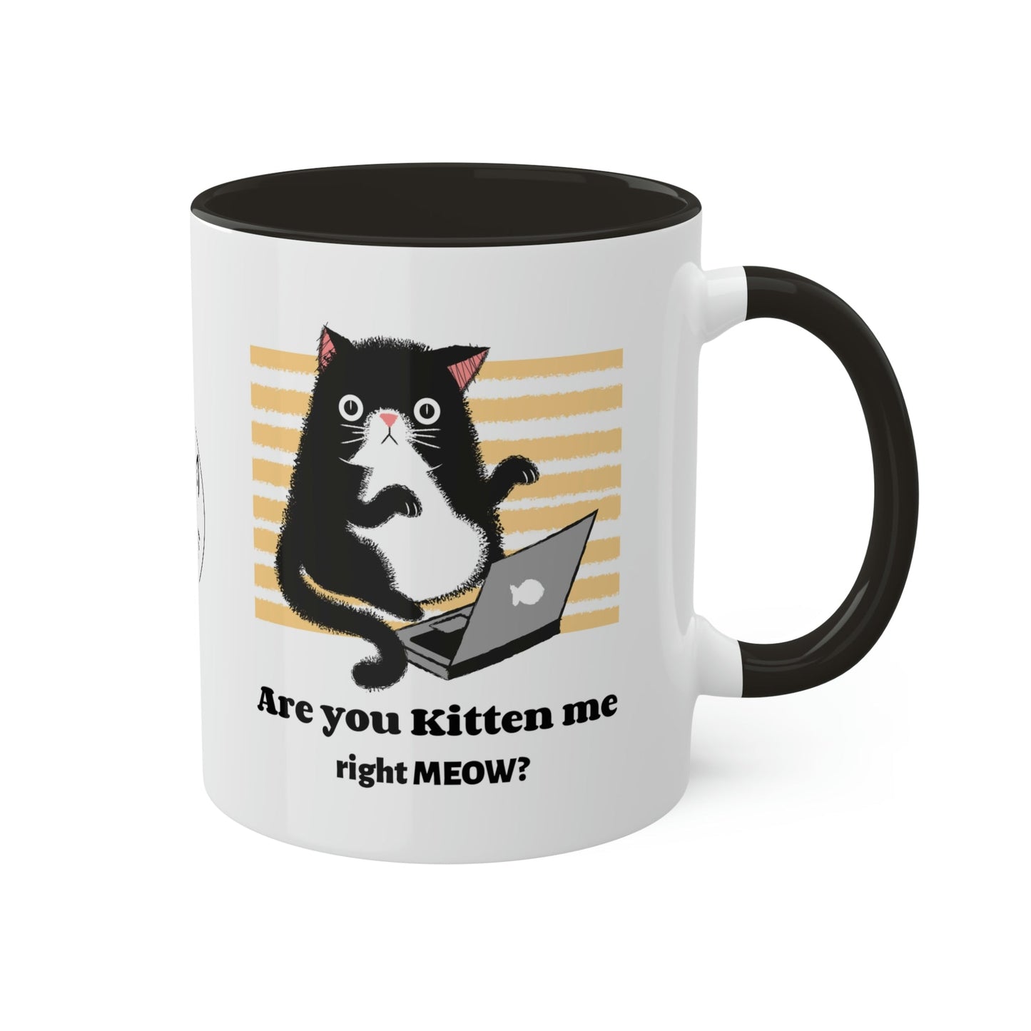 Are You Kitten Me, Black Handle Accent Mug, 11oz Funny mug for College student , computer workaholic, cat lover gift, work at home present - I Love Heartstrings