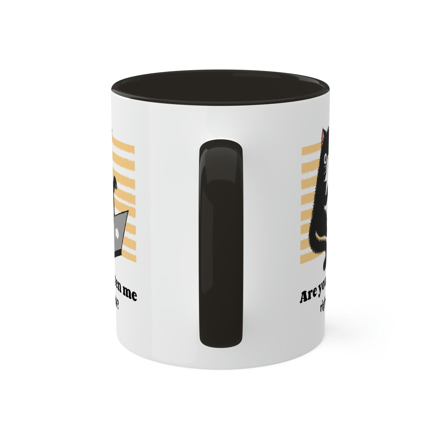 Are You Kitten Me, Black Handle Accent Mug, 11oz Funny mug for College student , computer workaholic, cat lover gift, work at home present - I Love Heartstrings