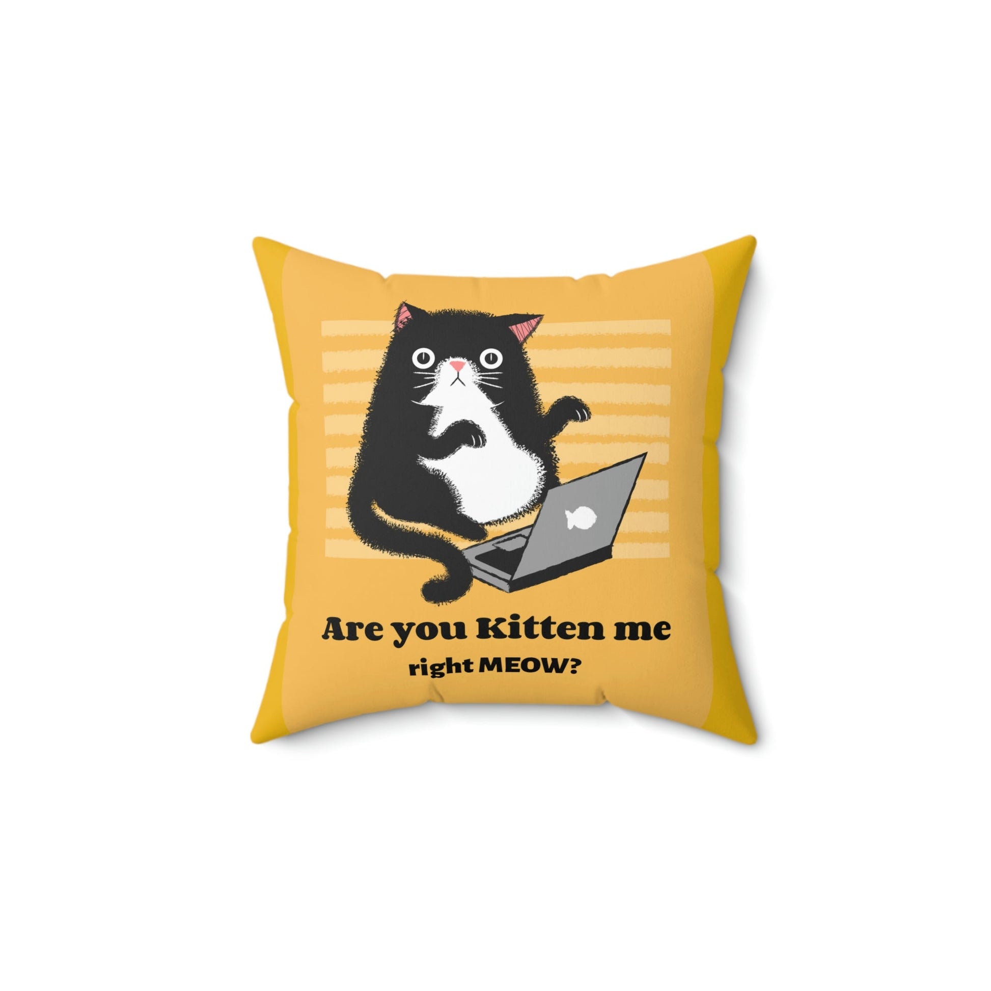 Are You Kitten Me Right Meow? Yellow Spun Polyester Square Funny Pillow Room Accent Indoor Pillow, Dorm Room gift, Graduate student present - I Love Heartstrings
