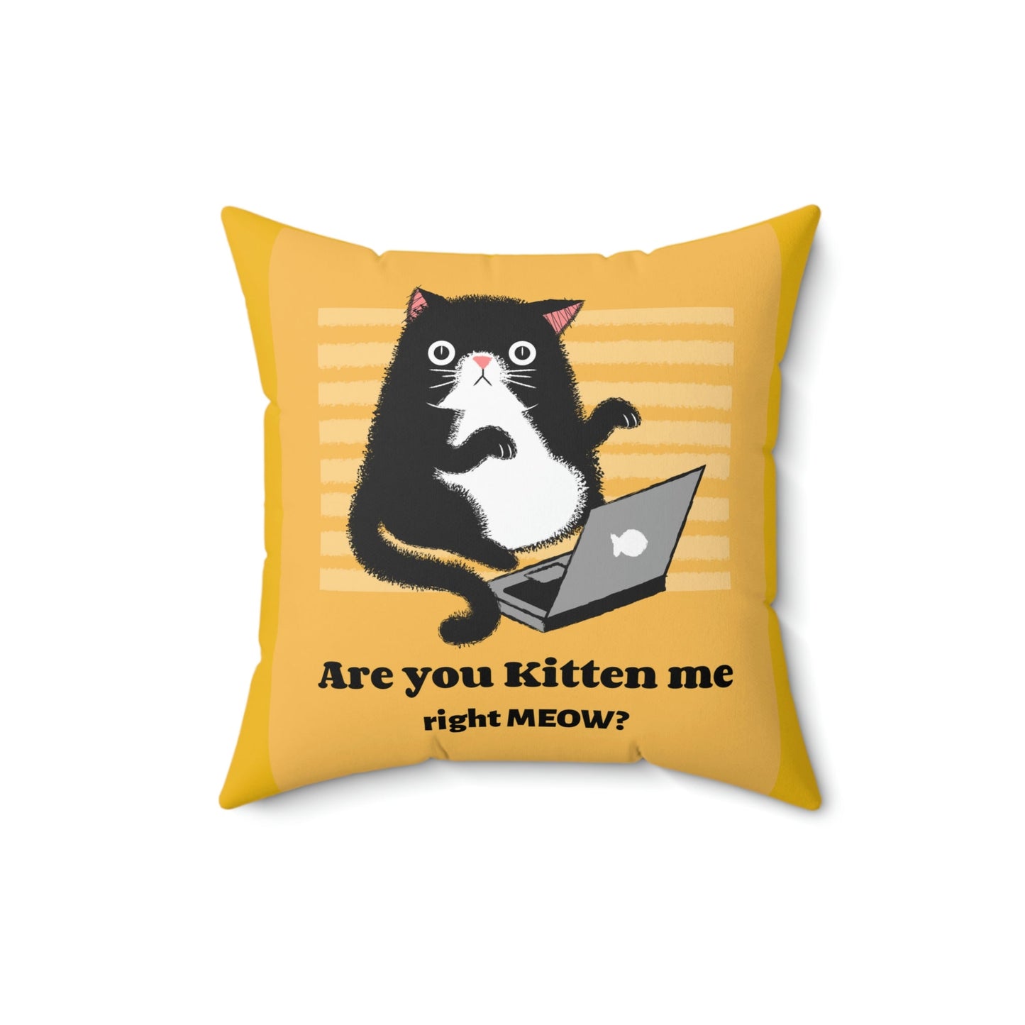 Are You Kitten Me Right Meow? Yellow Spun Polyester Square Funny Pillow Room Accent Indoor Pillow, Dorm Room gift, Graduate student present - I Love Heartstrings