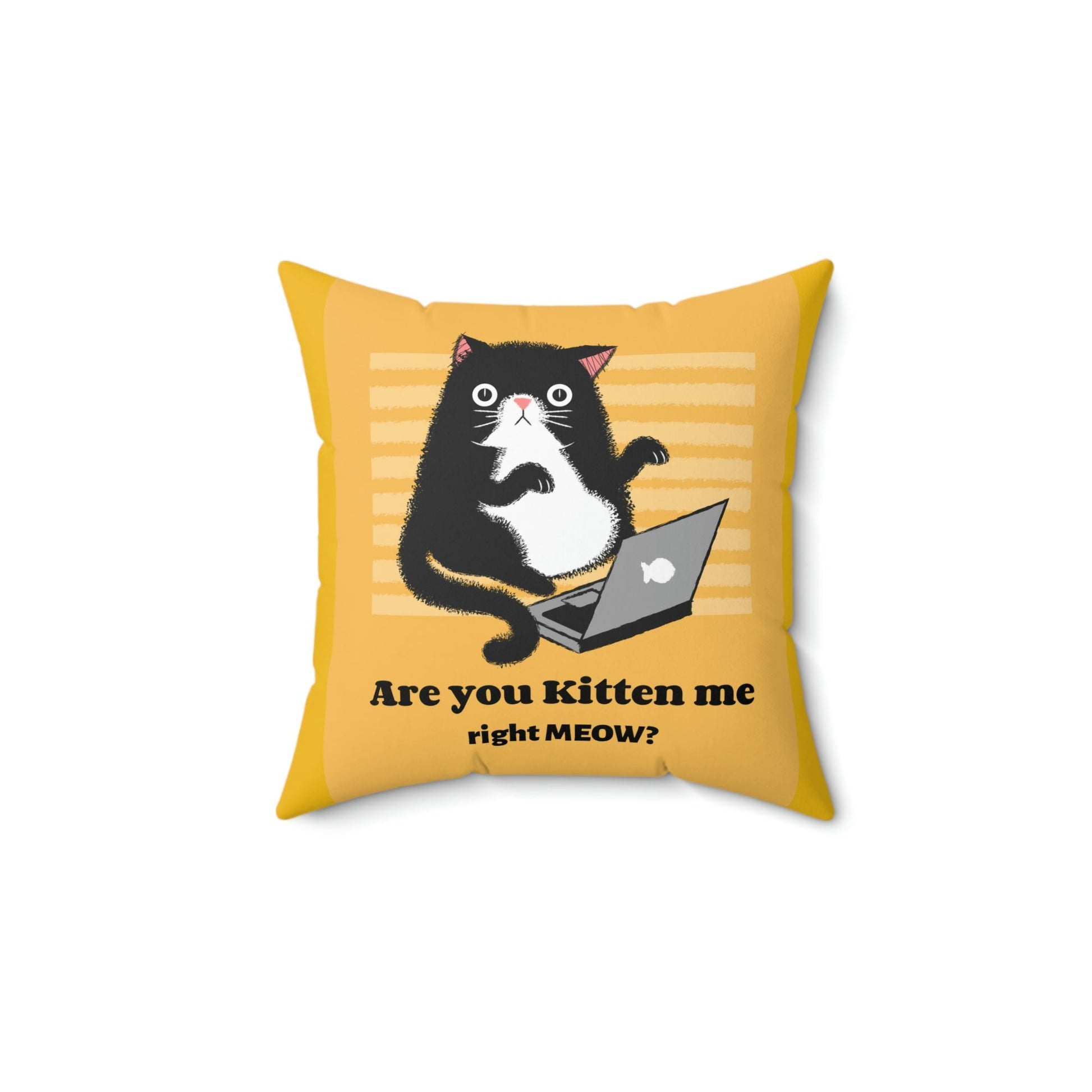 Are You Kitten Me Right Meow? Yellow Spun Polyester Square Funny Pillow Room Accent Indoor Pillow, Dorm Room gift, Graduate student present - I Love Heartstrings