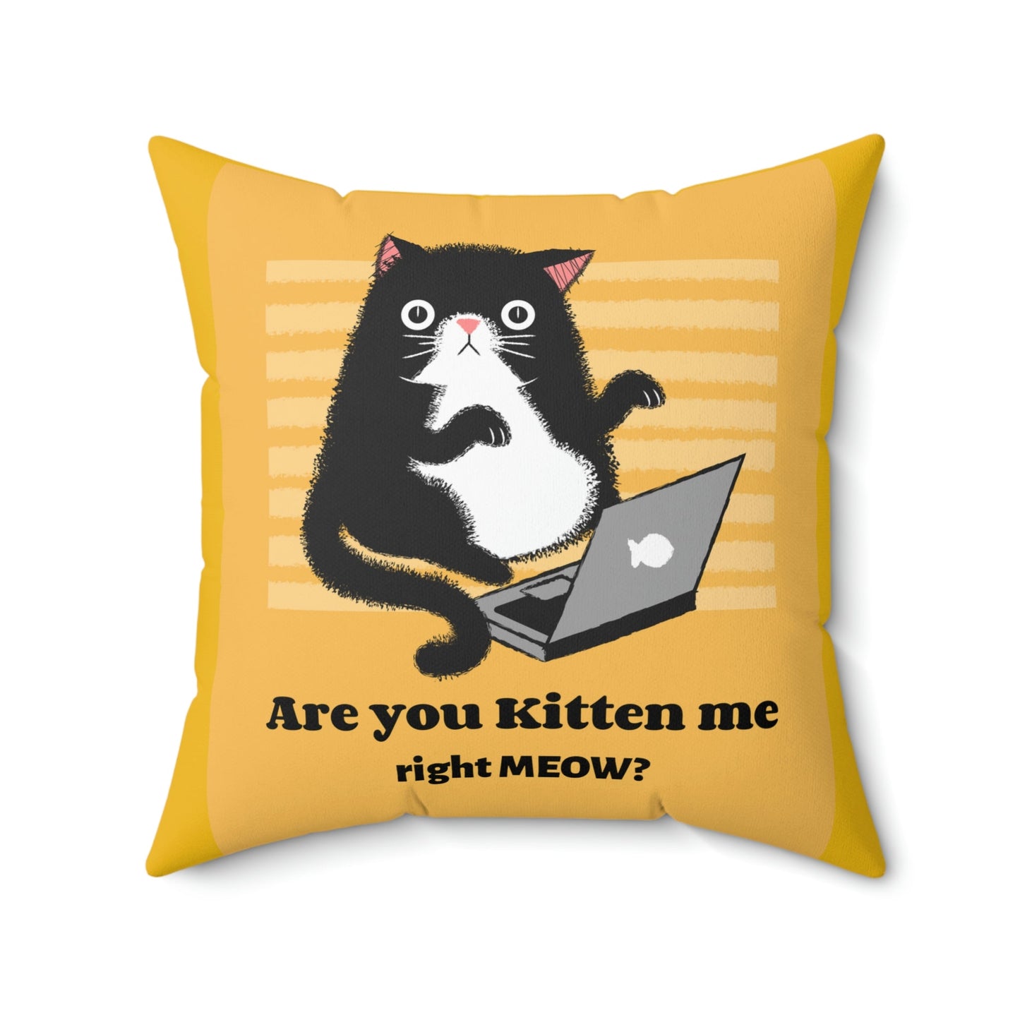 Are You Kitten Me Right Meow? Yellow Spun Polyester Square Funny Pillow Room Accent Indoor Pillow, Dorm Room gift, Graduate student present - I Love Heartstrings