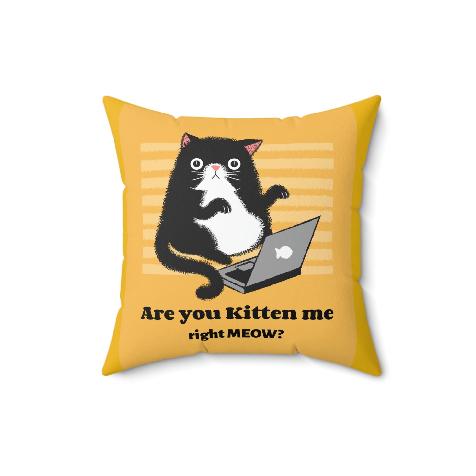 Are You Kitten Me Right Meow? Yellow Spun Polyester Square Funny Pillow Room Accent Indoor Pillow, Dorm Room gift, Graduate student present - I Love Heartstrings