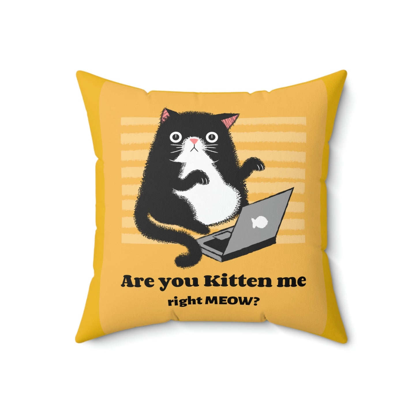 Are You Kitten Me Right Meow? Yellow Spun Polyester Square Funny Pillow Room Accent Indoor Pillow, Dorm Room gift, Graduate student present - I Love Heartstrings
