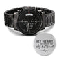 Best Friend Gift Stainless Steel Black Chronograph Waterproof Watch gift for him - I Love Heartstrings