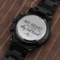 Best Friend Gift Stainless Steel Black Chronograph Waterproof Watch gift for him - I Love Heartstrings
