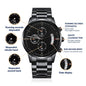 Best Friend Gift Stainless Steel Black Chronograph Waterproof Watch gift for him - I Love Heartstrings
