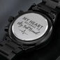 Best Friend Gift Stainless Steel Black Chronograph Waterproof Watch gift for him - I Love Heartstrings