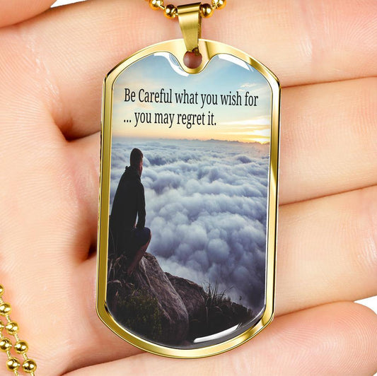 Cloud Personalized Dog Tag Necklace with message for thrill seeker thought provoking risk taker gift - I Love Heartstrings