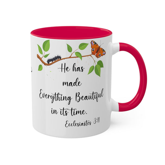 Colorful Scripture Mugs, 11oz Ecclesiastes 3:11 Butterfly coffee mug Christian gift - I Love Heartstrings