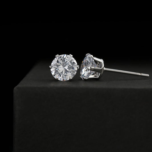 Cubic Zirconia Earrings 14k white gold dipped stud earrings 6mm post CZ jewelry - I Love Heartstrings