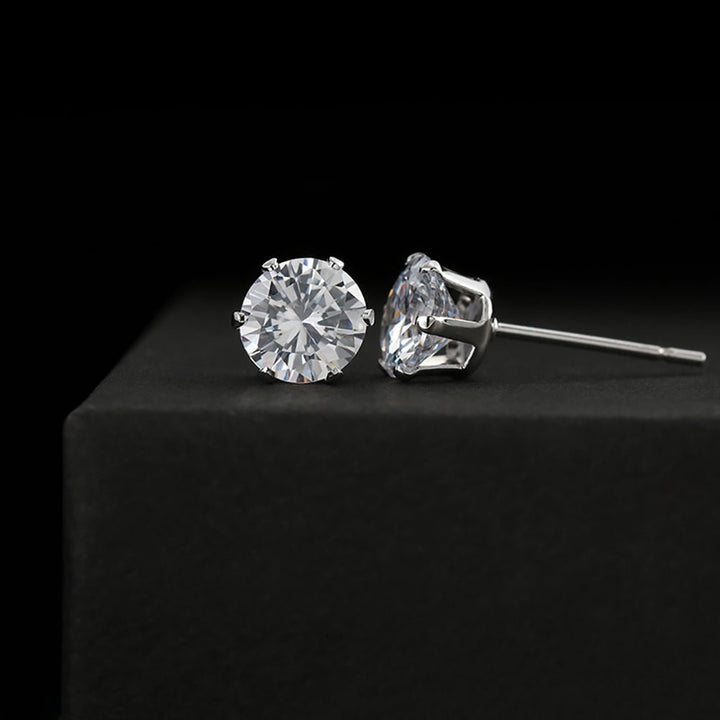 Cubic Zirconia Earrings 14k white gold dipped stud earrings 6mm post CZ jewelry - I Love Heartstrings