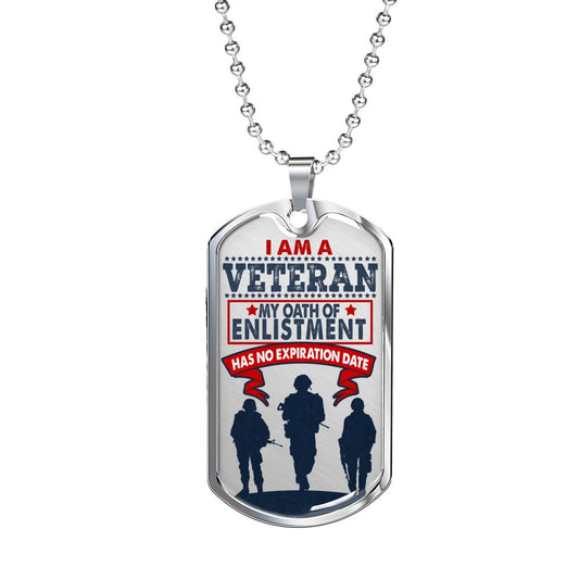 Custom I am a Veteran Dog Tag Keepsake necklace gift for Veteran - I Love Heartstrings