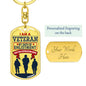 Custom I am a Veteran Steel Dog Tag Keychain Gift for Veteran - I Love Heartstrings