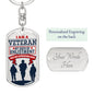 Custom I am a Veteran Steel Dog Tag Keychain Gift for Veteran - I Love Heartstrings