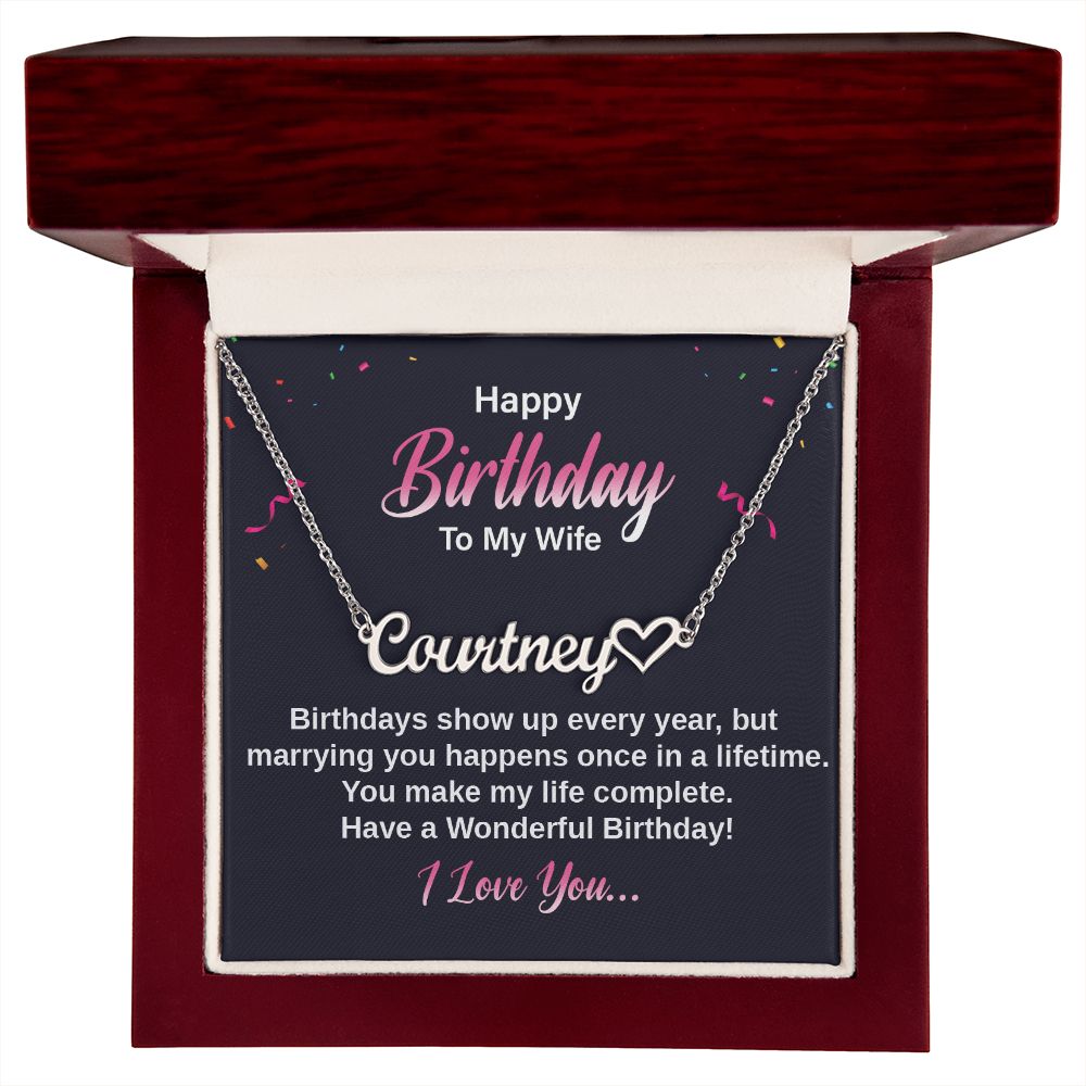 Custom Name necklace with heart for wife Happy Birthday - I Love Heartstrings