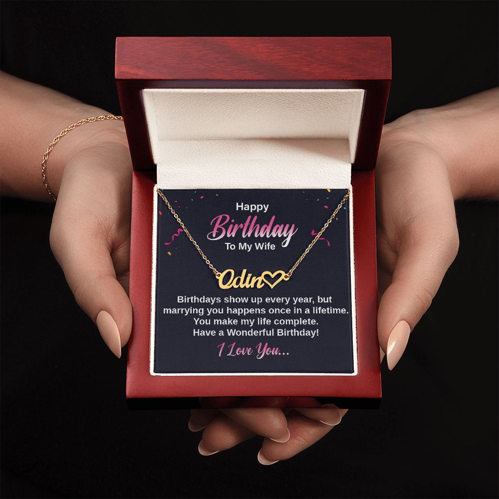 Custom Name necklace with heart for wife Happy Birthday - I Love Heartstrings